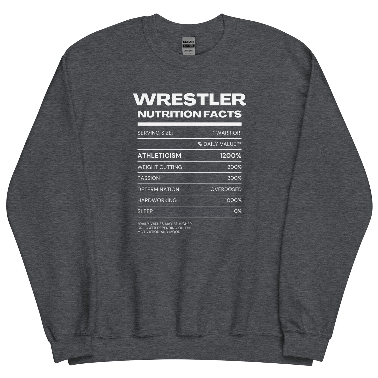 Wrestler Nutrition Facts Sweatshirt