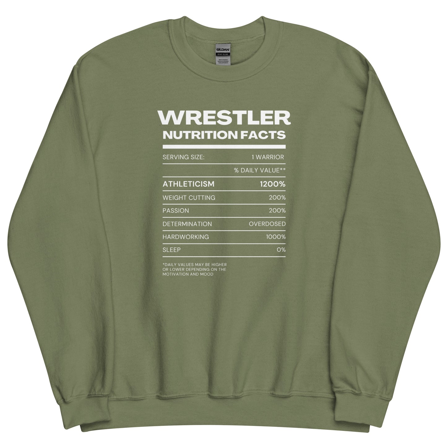 Wrestler Nutrition Facts Sweatshirt