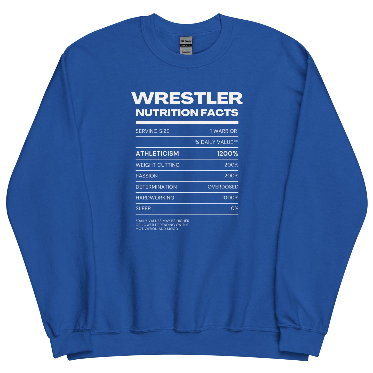 Wrestler Nutrition Facts Sweatshirt